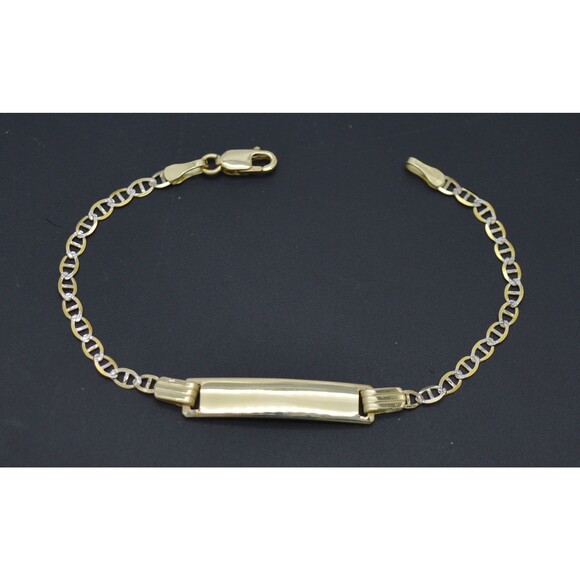 REAL 10K Yellow Gold 5.5" Mariner ID baby Childerss Bracelet + Engraving 1.9gr - Picture 1 of 6